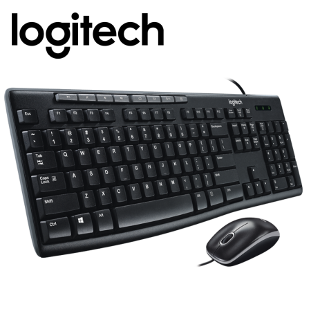 Logitech MK200 Media Desktop Wired Keyboard Mouse Combo (920-002693)