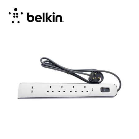 Belkin 4 Outlets 2m Surge Protection Strip With 2 Usb Ports