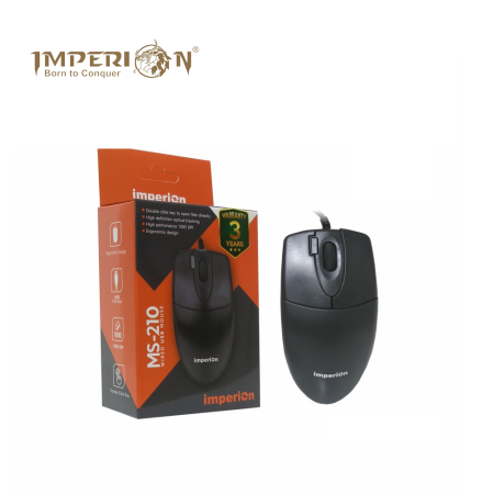 Imperion MS-210 Wired USB Mouse Black ( 1000DPI, Double click key feature )