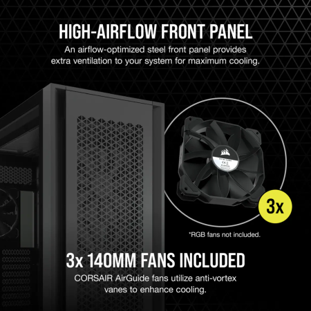 Corsair 7000D Airflow TG Mid-Tower ATX Casing / 2 Fans - Black (CC-9011218-WW)