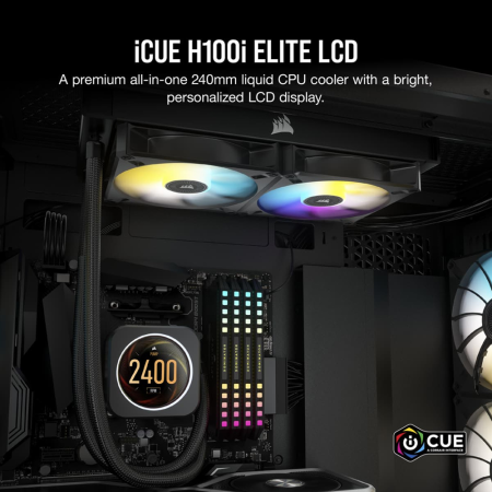 Corsair iCUE H100i ELITE LCD Display Liquid CPU Cooler (CW-9060061-WW)