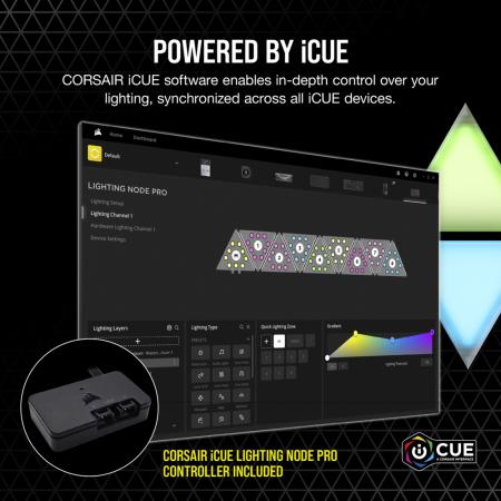 Corsair iCUE LC100 Case Accent Lighting Panels - Mini Triangle - 9x Tile Starter Kit (CL-9011114-WW)