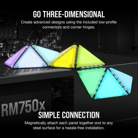 Corsair iCUE LC100 Case Accent Lighting Panels - Mini Triangle - 9x Tile Starter Kit (CL-9011114-WW)