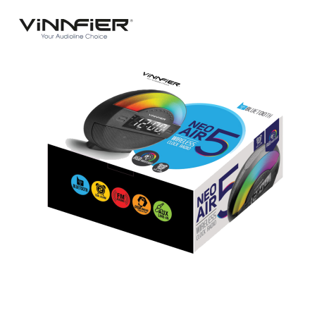 Vinnfier Neo Air 5 Multi Function Bluetooth Alarm Clock Portable Speaker Black