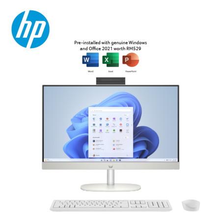 HP 24-cr0029d 23.8" FHD All-in-One Desktop PC Shell white ( i3-1315U, 8GB, 512GB SSD, Intel, W11, HS )