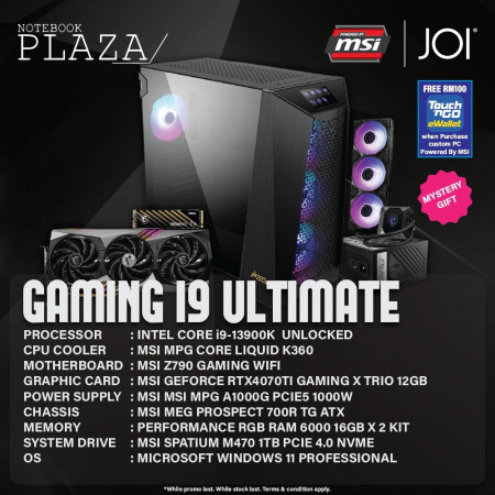 JOI PBM ULTIMATE I9 RTX4070TI GAMING PC ( i9-13900K, 32GB, 1TB, RTX4070TI 12GB, W11P )