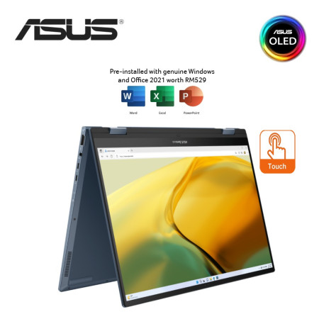 Asus ZenBook 14 Flip OLED UP3404V-AKN181WS 14" 2.8K Touch 2-in-1 Laptop ( i7-1360P, 16GB, 512GB SSD, Intel, W11, HS )