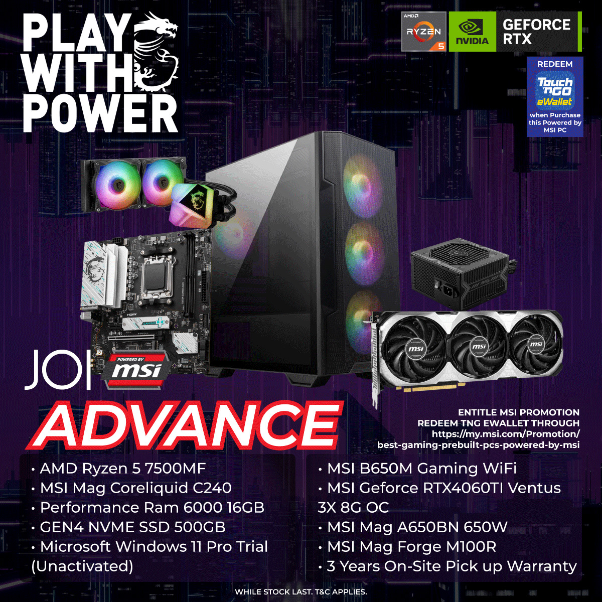 JOI GAMING PC POWERED BY MSI ADVANCE ( RYZEN 5 7500MF, 16GB, 5XXGB ...