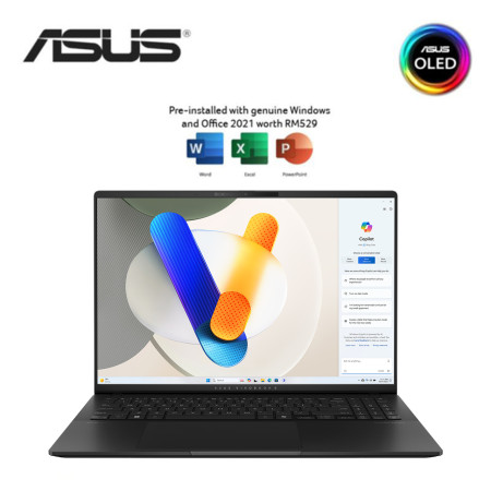 Asus VivoBook S 16 OLED M5606U-AMX068WS 16'' 3.2K Laptop Neutral Black ( R7-8845HS, 16GB, 512GB SSD, ATI , W11, HS )