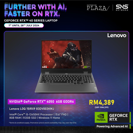 Lenovo LOQ 15IRX9 83DV003KMJ 15.6'' FHD 144Hz Gaming Laptop Luna Grey ( i5-13450HX, 8GB, 512GB SSD, RTX4050 6GB, W11 )
