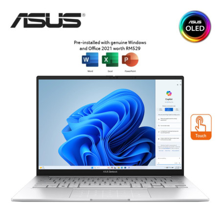 Asus Zenbook 14 OLED UX3405M-APZ345WS 14" 3K Laptop Foggy Silver ( CU9-185H, 32GB, 1TB, Intel Arc, W11, HS )