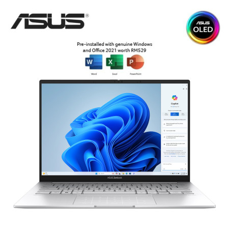 Asus Zenbook 14 OLED UX3405M-APP245WS 14" 3K Laptop Foggy Silver ( CU5-125H, 16GB, 512GB, Intel Arc, W11, HS )