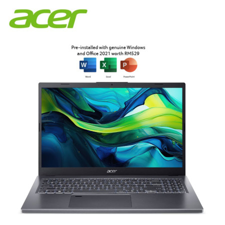 Acer Aspire 15 A15-51M-57U7 15.6" FHD Laptop Steel Grey ( Core 5 120U, 16GB, 512GB SSD, Intel, W11, HS )