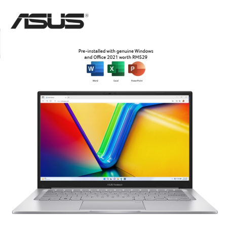 Asus VivoBook 14 A1405Z-ALY236WSM 14'' FHD Laptop Silver ( i5-12500H, 16GB, 512GB SSD, Intel, W11, HS+M365 )