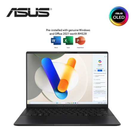 Asus VivoBook S 14 OLED S5406M-AQD226WS 14'' WUXGA Laptop Neutral Black ( CU7-155H, 16GB, 512GB SSD, Intel, W11, HS )