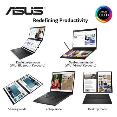 Asus Zenbook Duo 14 OLED UX8406M-APZ042WS 14" 3K Touch Laptop Inkwell Gray ( CU9-185H, 32GB, 1TB, Intel Arc, W11, HS )