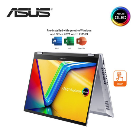 Asus Vivobook S 14 Flip TN3402Y-ALZ308WS 14'' WUXGA Touch Laptop Cool Silver  ( Ryzen 5 7430U, 8GB, 512GB SSD, ATI, W11, HS )