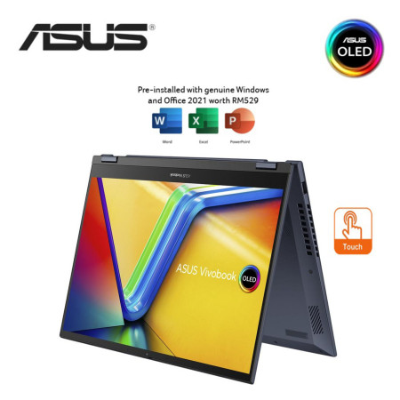 Asus Vivobook S 14 Flip TN3402Y-ALZ318WS 14'' WUXGA Touch Laptop Quiet Blue ( Ryzen 5 7430U, 8GB, 512GB SSD, ATI, W11, HS )