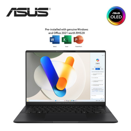 Asus VivoBook S 14 OLED S5406M-AQD126WS 14'' WUXGA Laptop Neutral Black ( CU5-125H, 16GB, 512GB SSD, Intel, W11, HS )