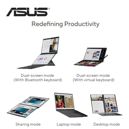 Asus Zenbook Duo 14 OLED UX8406M-APZ032WS 14" 3K Touch Laptop Inkwell Gray ( CU7-155H, 32GB, 1TB, Intel Arc, W11, HS )