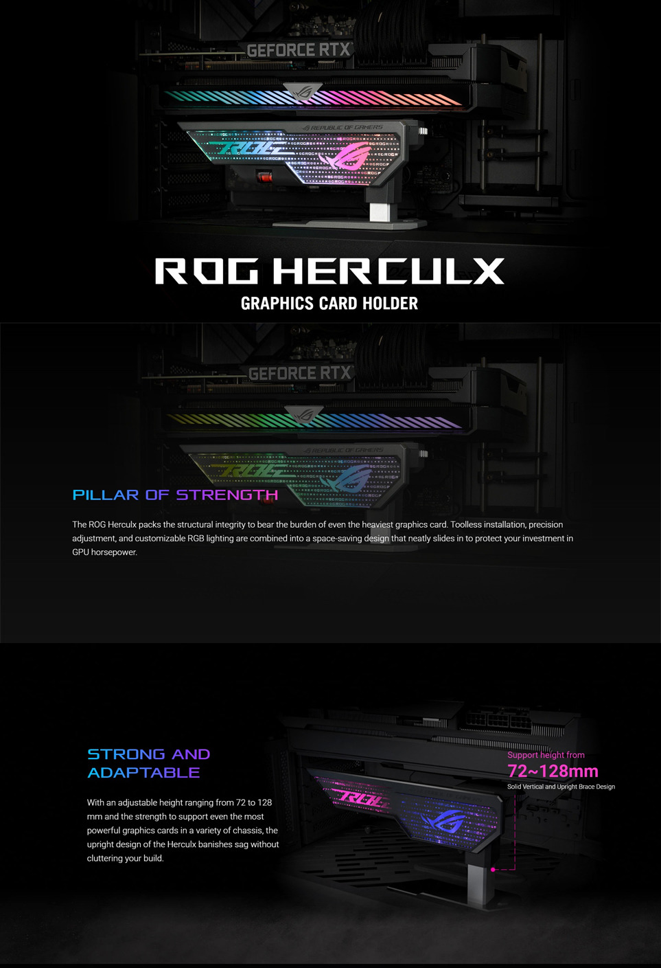 ASUS ROG HERCULX XH01 SUPPORT POUR CARTE GRAPHIQUE RGB